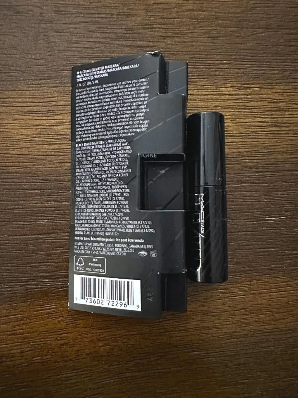 MAC Macstack Elevated Mascara Stack Black Mini Travel 3ml 0.1 oz Argan Oil